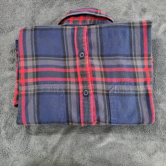 Express mens flannel button down shirt. Long sleeve, size M, blue, gray, red - Picture 8 of 8